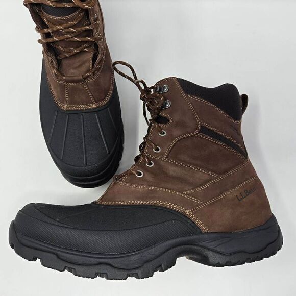 LL BEAN STORM CHASER BROWN LEATHER WATERPROOF INSULATED DUCK BOOTS MENS 14 M - Picture 1 of 9